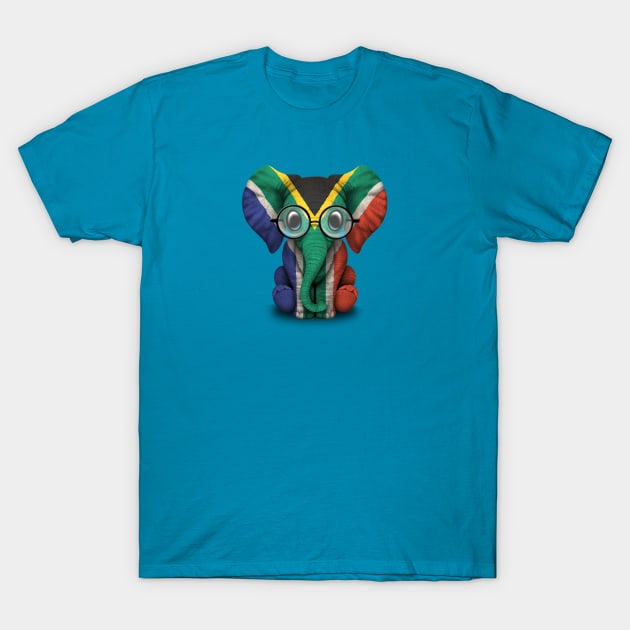 Baby Elephant with Glasses and South African Flag T-Shirt by jeffbartels